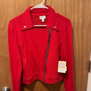 LuLaRoe Women's Vibrant Red Bomber Jacket size M